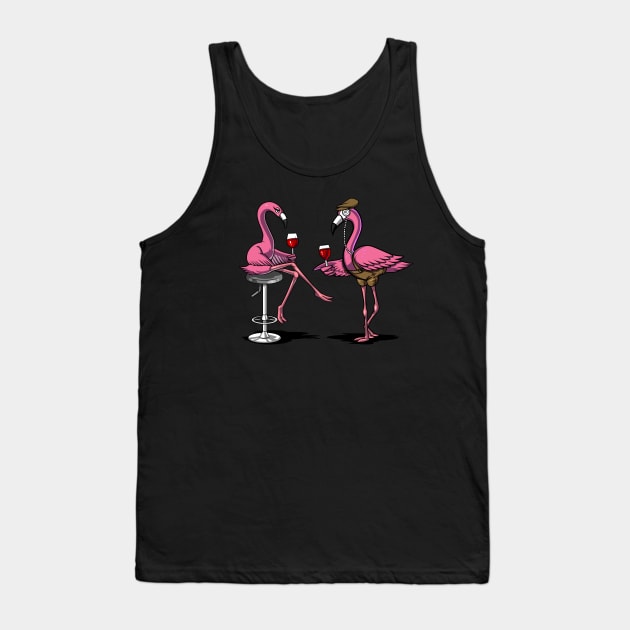 Flamingo Wine Drinking Party Tank Top by underheaven